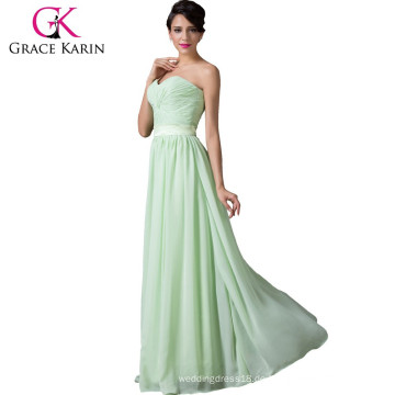 Grace Karin trägerlosen Schatz Chiffon hellgrün lange Brautjungfer Kleid 2016 CL6238